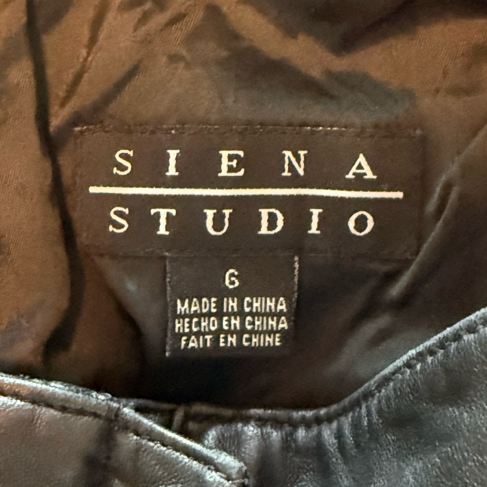Siena Studio Women’s Straight Leg Black Real Leather Trouser Pants Size 6 - Picture 7 of 7